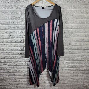 Emery Rose Women's Dress XXL Blue Long Sleeve Asymmetric Stretch Casual WAT64XE